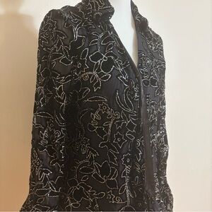 Elegant Black Floral Bedazzled Women's Jacket
